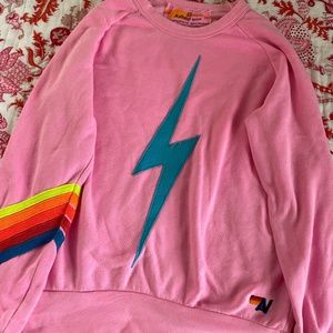NEON PINK BOLT STITCH CHEVRON 5 SWEATSHIRT